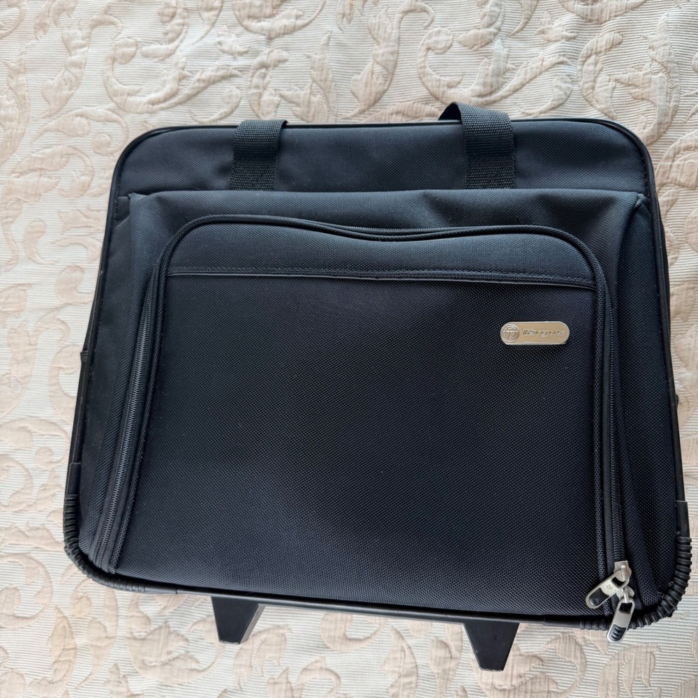 Targus Rolling Laptop Case Black Nylon Business Travel Bag with Wheels Briefcase